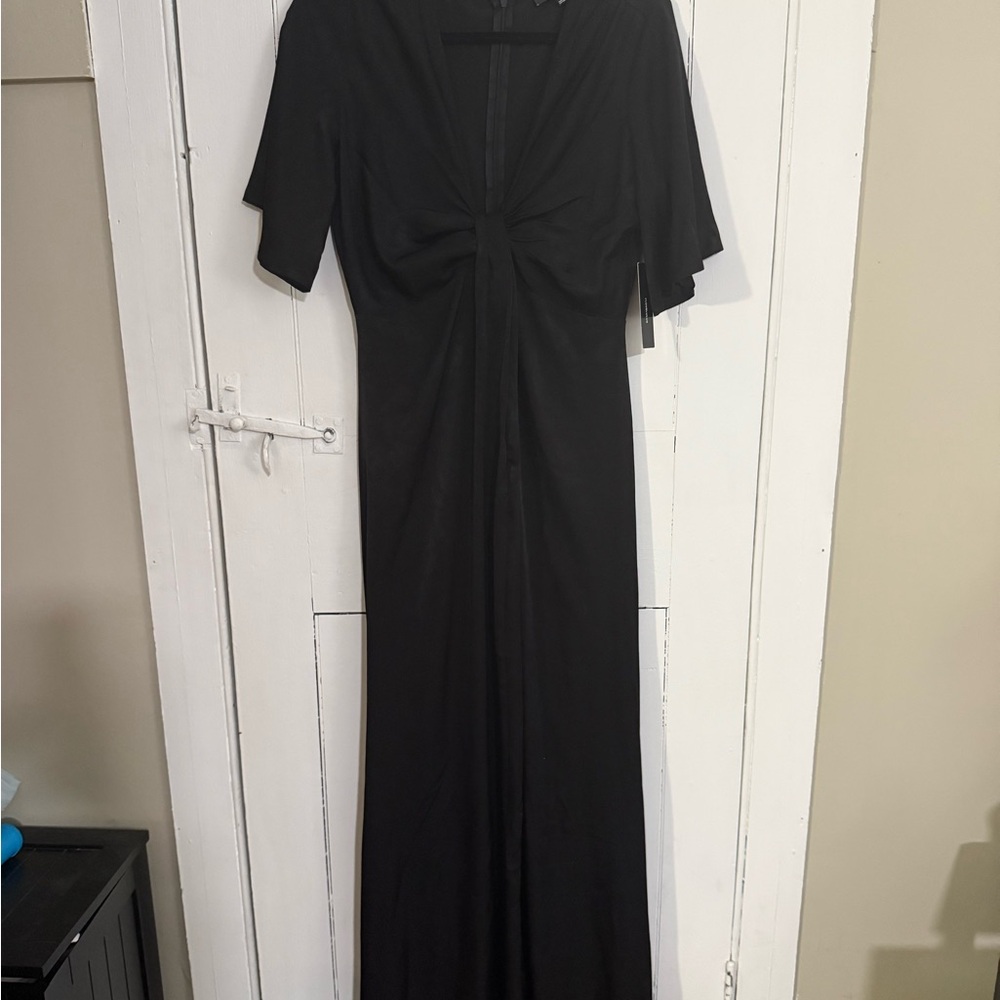 NWT Lulu's Satin Elegant Black Maxi Dress